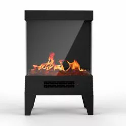 Style Selections Electric Stove with Flame Effect and 3-Sided Window - 24.6-in x 15.98-in - Black