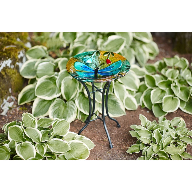 Style Selections 14.07-in Glass Bird Bath 4 Style Selections 14.07-in Glass Bird Bath - Image 2