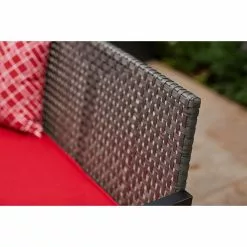 Allen + Roth Ainsley 4-Piece Steel Frame Patio Conversation Set with Niuchen Fabric Cushions - Red and Black -Style Selections Sales Store 20235174c L