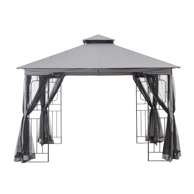 Style Selections 10-ft x 10-ft Black and Grey Gazebo with Netting 3 Style Selections 10-ft x 10-ft Black and Grey Gazebo with Netting