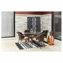 Valleydale Wicker Patio Chair - Stackable - Black -Style Selections Sales Store 41355022c L