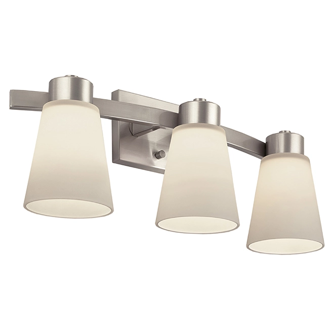 Bathroom Wall Sconce - Steel - 3 Lights - Nickel 3 Bathroom Wall Sconce - Steel - 3 Lights - Nickel