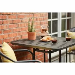 Style Selections Square Outdoor Table - Steel - 33-in x 33-in x 39-in - Matte Black -Style Selections Sales Store 47865000c L