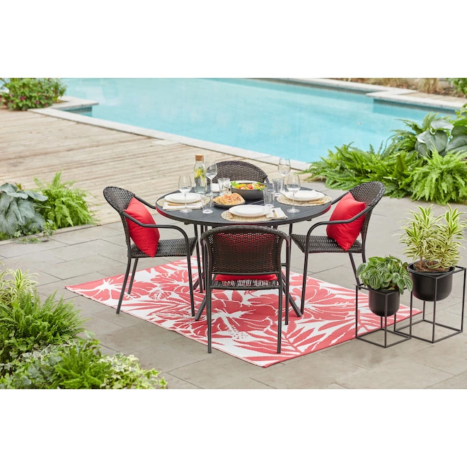 Style Selections Pelham Bay Patio Dinner Table - 48-in x 29 1/4-in - Matte Black Steel 5 Style Selections Pelham Bay Patio Dinner Table - 48-in x 29 1/4-in - Matte Black Steel - Image 3