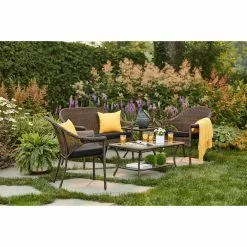 Style Selections 1-Piece Spruce Hills Black Patio Loveseat Cushion -Style Selections Sales Store 48325006d L
