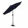 Style Selections 9-ft Market Umbrella with Solar LED Lighting - Aluminum and Olefin - Tiltable - Navy Canopy -Style Selections Sales Store 48655005 L