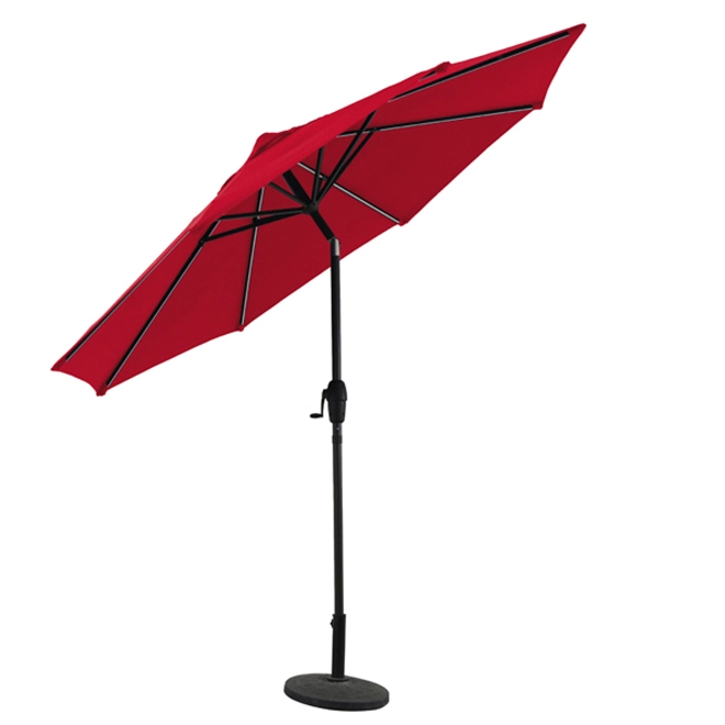 Style Selections Vinehaven Market Umbrella with LED Lighting - Aluminum and Olefin - Tiltable - Red 3 Style Selections Vinehaven Market Umbrella with LED Lighting - Aluminum and Olefin - Tiltable - Red