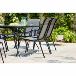 Style Selections Stackable Patio Chair - Powder-Coated Frame - Charcoal Grey -Style Selections Sales Store 48655022c L