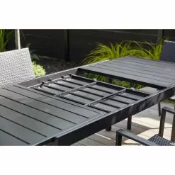Style Selections Pelham Bay Outdoor Expandable Dinner Table in Matte Black Steel -Style Selections Sales Store 48655048d L