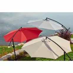 Style Selections Matheson Octagonal Offset Patio Umbrella - Steel and Red Polyester - Tiltable and Rotating -Style Selections Sales Store 48655085c L