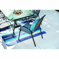 Style Selections Pelham Bay Rectangle Dining Table - Black Steel and Glass - 60-in x 38-in x 28-in -Style Selections Sales Store 48655117c L