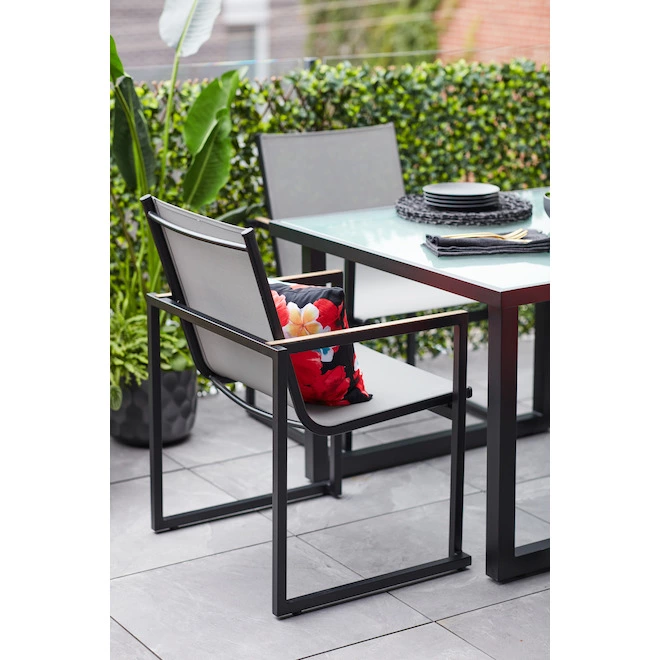 Style Selections Paxton Grey Stackable Patio Chair 5 Style Selections Paxton Grey Stackable Patio Chair - Image 3