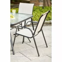 Style Selections Beige Steel and Sling Stackable Outdoor Chair -Style Selections Sales Store 48655131c L