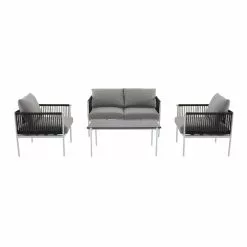 Style Selections 4-Piece Outdoor Conversation Set - Grey and White