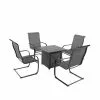 Hartford 5-Piece Patio Set with Gas Fire Table - C-Spring Motion Chairs - Black -Style Selections Sales Store 49095003 L