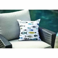 Style Selections Outdoor Throw Pillow - Polyester - 16-in x 16-in - Fish Pattern -Style Selections Sales Store 49235077d L