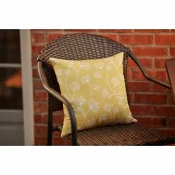 Style Selections 16-in x 16-in Yellow Floral Polyester Cushion -Style Selections Sales Store 49235142c L