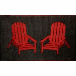 Style Selections Polypropylene Rug - Indoor/Outdoor - Adirondack Chair Print - 3-ft W x 5-ft L