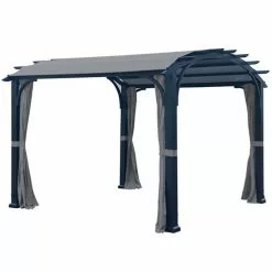 Curved Roof Pergola - 10-ft x 10-ft - Black