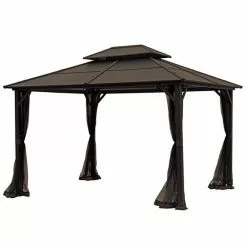Style Selections 10-ft x 12-ft Brown Gazebo
