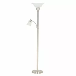 Metal Torchiere Lamp - 71" - Brushed Steel